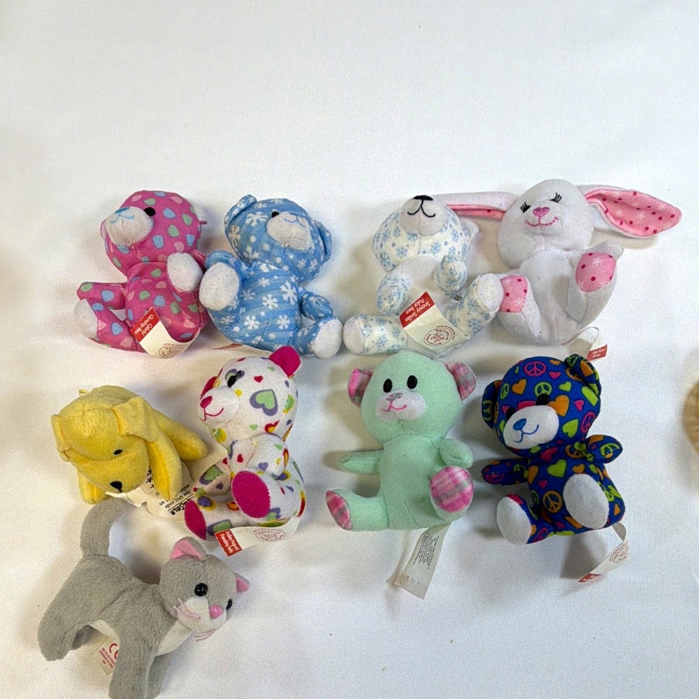 Build-A-Bear Workshop Mini Plush Lot Ty Only Hearts Club 9pc Teddy Bear Bunny
